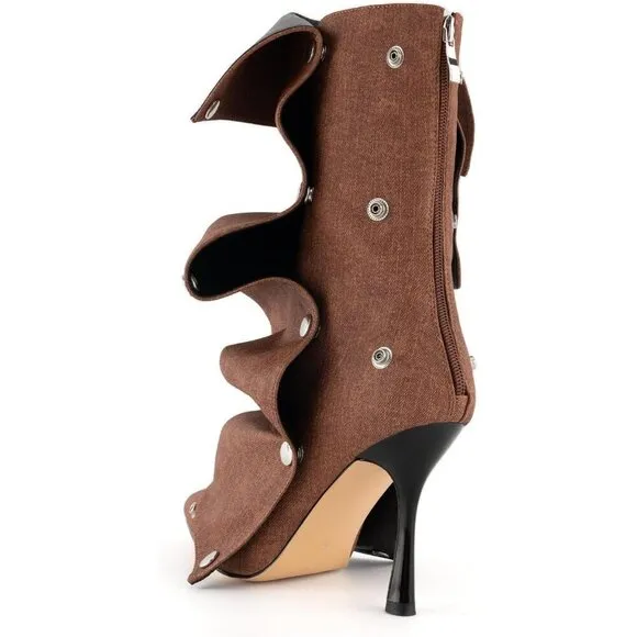 ✨ Karinairy Ankle Boots Women Brown Polyurethane (PU) Stiletto High Heel Boots