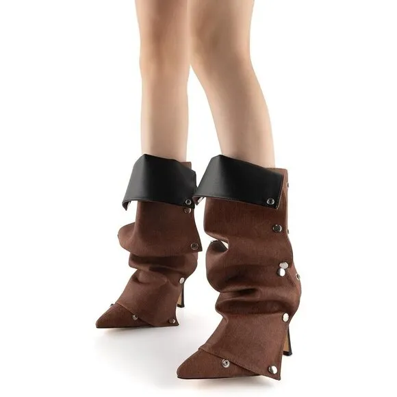 ✨ Karinairy Ankle Boots Women Brown Polyurethane (PU) Stiletto High Heel Boots