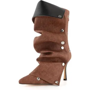 ✨ Karinairy Ankle Boots Women Brown Polyurethane (PU) Stiletto High Heel Boots