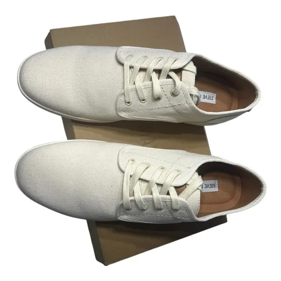 🆕 NIB Men’s Steve Madden “Fenta’ Cream Canvas Shoe Size 14