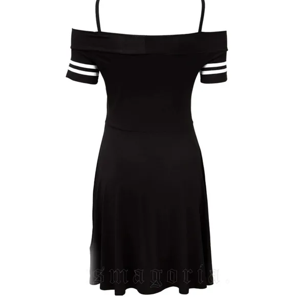 🆕️🆑️ RARE KILLSTAR 0 Expectations Dress Bardot Gothic Black Skater Off S