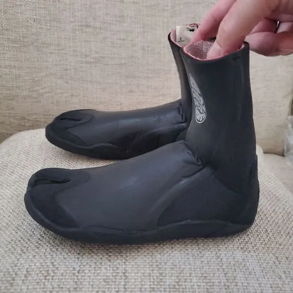 🌊 RIP CURL 🌊 NEW! Rubber Soul Plus 3MM Split Toe Surf Booties -[Size 6, Black]