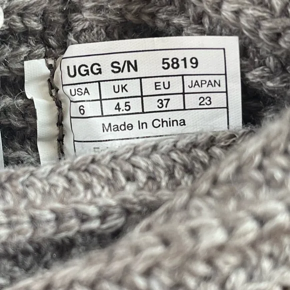 - UGG Australia Women’s Gray Lattice Cardy Tall Knit Boots Size 6