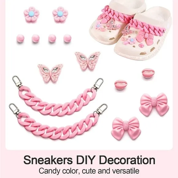 12 Cotton Candy Pink Shoe Charms for Crocs