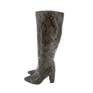 14th &amp; Union Jarden Snake Print Glossy Vegan Leather Tall Boots SZ 7.5 New