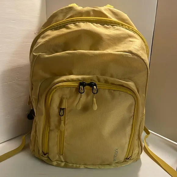 17” Embark top load soft side multiple pockets yellow back pack