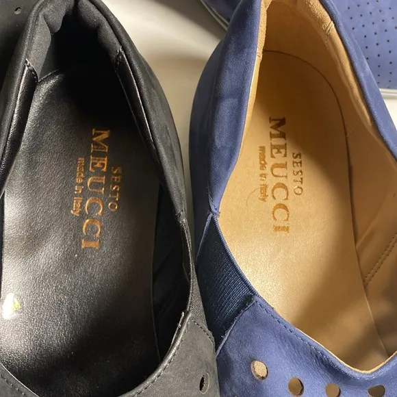 2 New pairs Sesto Meucci Dana Comfort Slip-On Walking Shoes black &amp; blue s 9.5