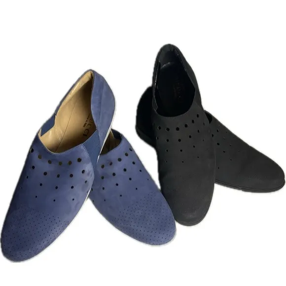 2 New pairs Sesto Meucci Dana Comfort Slip-On Walking Shoes black &amp; blue s 9.5