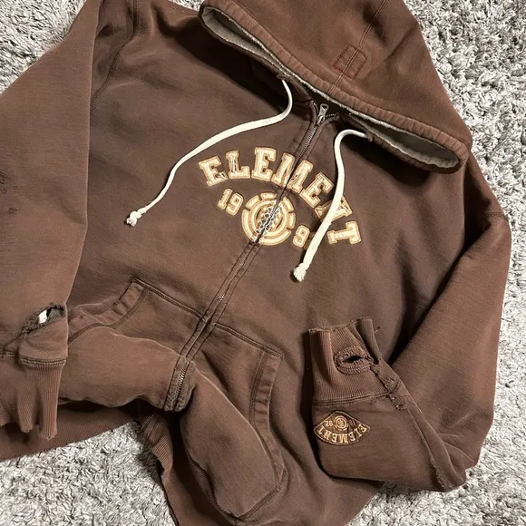 2000s Element Brown Zip Hoodie