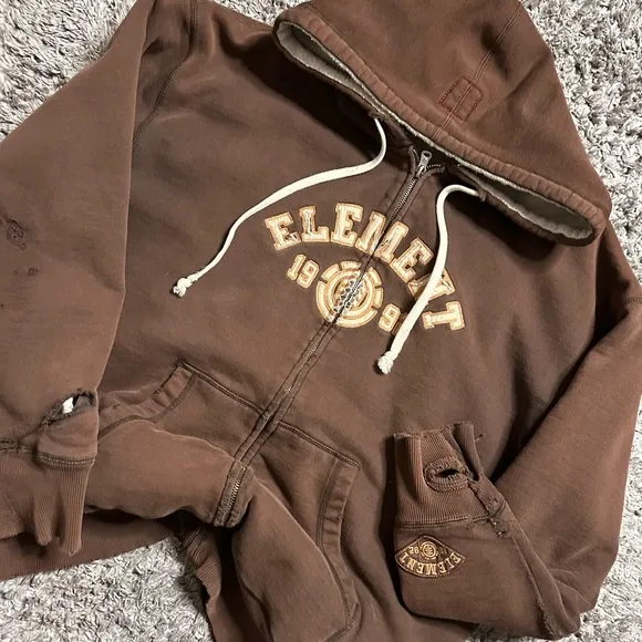 2000s Element Brown Zip Hoodie