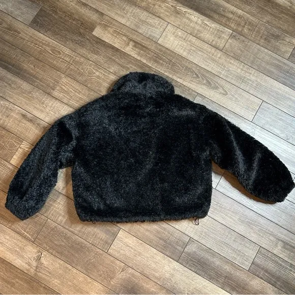 $258 Rebecca Minkoff Vegan Fur Cropped Jacket Teddy Shaggy, Medium Fuzzy Bomber