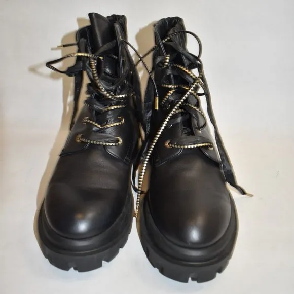 $600 AGL Maxine Lux lace-up boots CHUNKY LEATHER  PLATFORM BLACK 41  (ME27)