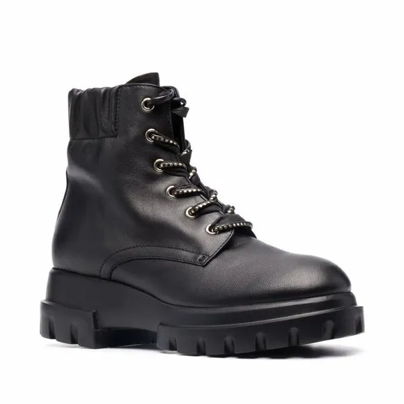 $600 AGL Maxine Lux lace-up boots CHUNKY LEATHER  PLATFORM BLACK 41  (ME27)