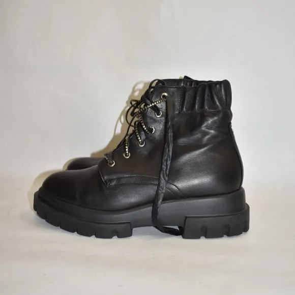 $600 AGL Maxine Lux lace-up boots CHUNKY LEATHER  PLATFORM BLACK 41  (ME27)