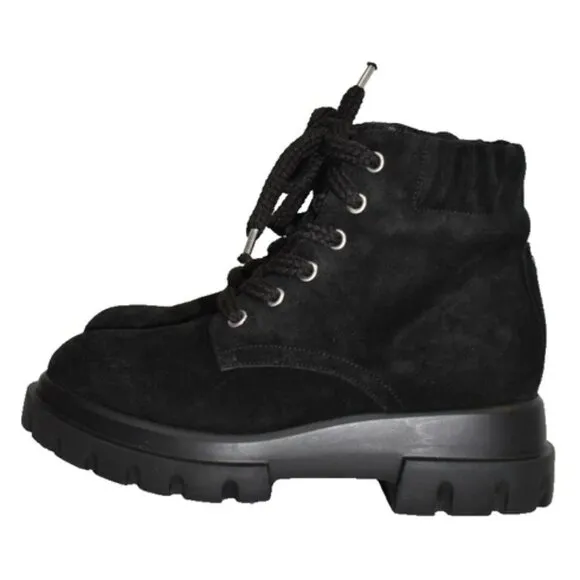 $600 AGL Maxine Lux lace-up boots CHUNKY PLATFORM BLACK SUEDE 39 (MG4)
