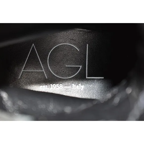 $600 AGL Maxine Lux lace-up boots CHUNKY PLATFORM BLACK SUEDE 41  (MG4)