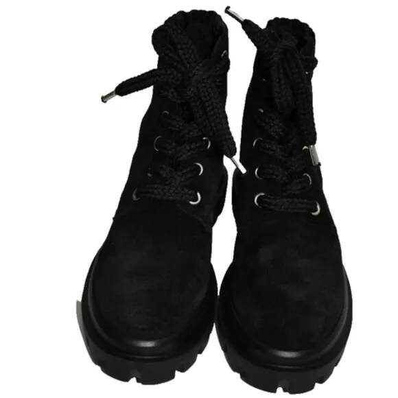 $600 AGL Maxine Lux lace-up boots CHUNKY PLATFORM BLACK SUEDE 41  (MG4)