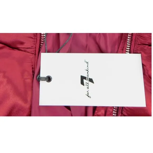 7 For All Mankind Women's Lined Puffer Jacket Coat Red  Small New