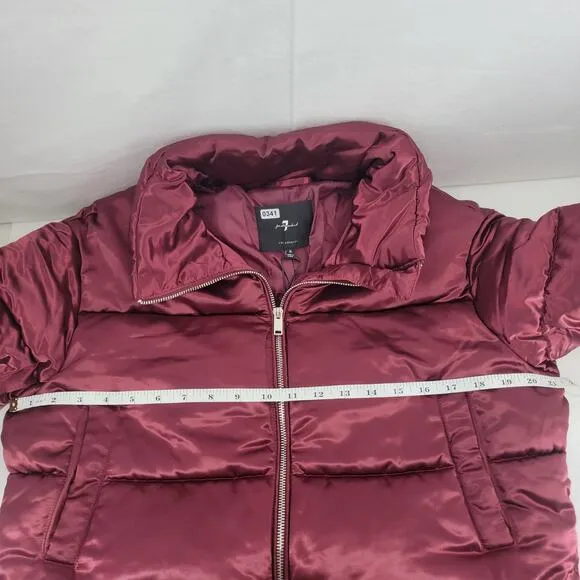 7 For All Mankind Women's Lined Puffer Jacket Coat Red  Small New