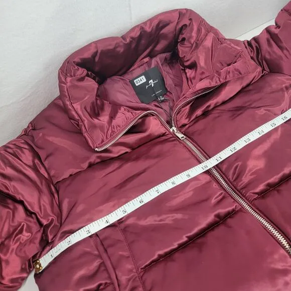 7 For All Mankind Women's Lined Puffer Jacket Coat Red  Small New