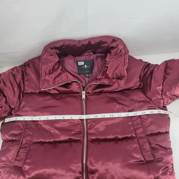 7 For All Mankind Women's Lined Puffer Jacket Coat Red  Small New