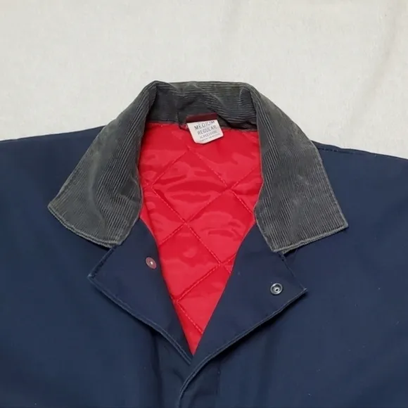 70s Vintage Wrangler Big Ben Navy Red Quilted Insulated Coveralls USA Made
