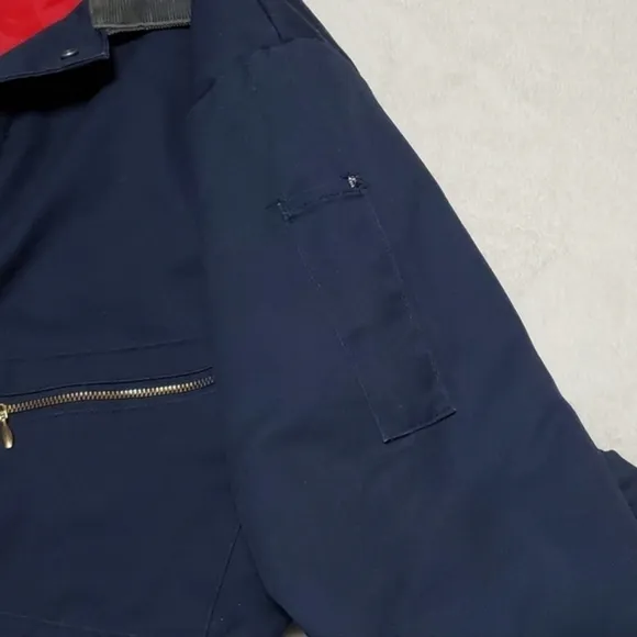 70s Vintage Wrangler Big Ben Navy Red Quilted Insulated Coveralls USA Made