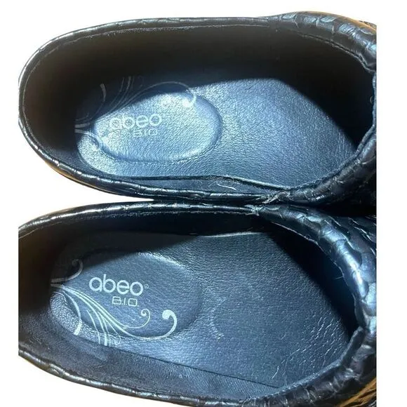 Abeo Bio Slip Resistant Black Pattern Professional Comfort Clogs Sz 8.5 Preowned