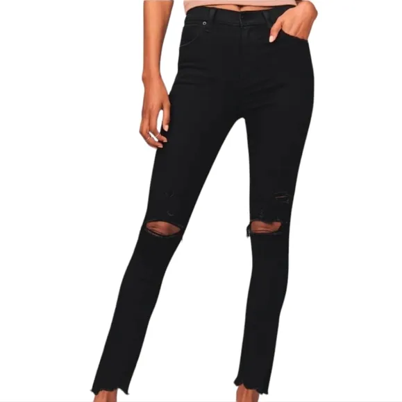 Abercrombie &amp; Fitch 26 / 2 Short Super Skinny Ankle High Rise Jean Ripped Hem