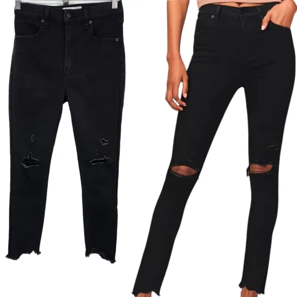 Abercrombie &amp; Fitch 26 / 2 Short Super Skinny Ankle High Rise Jean Ripped Hem
