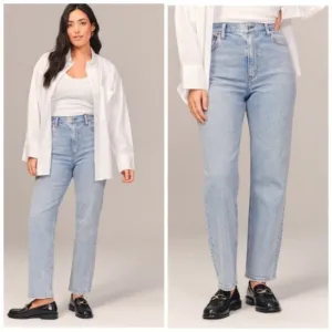 Abercrombie &amp; Fitch Curve Love Ultra High Rise Ankle Straight Jean 26