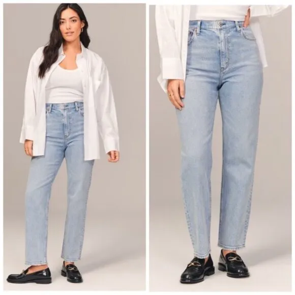 Abercrombie &amp; Fitch Curve Love Ultra High Rise Ankle Straight Jean 26