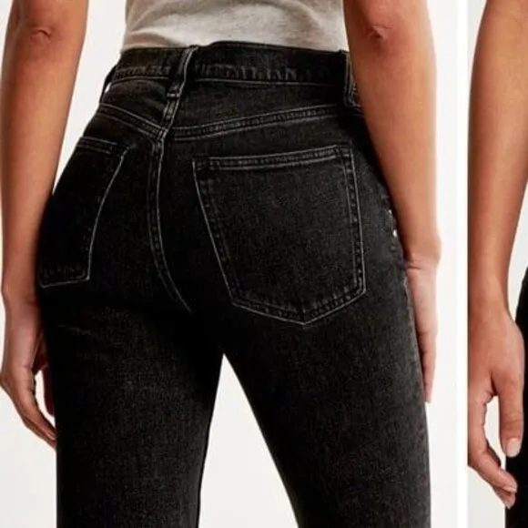 Abercrombie &amp; Fitch High Rise Skinny Jeans Black Denim Size 27 Short