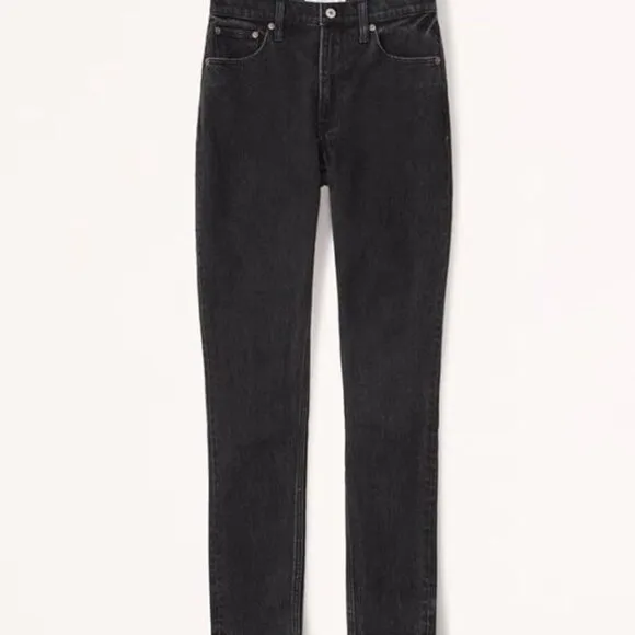 Abercrombie &amp; Fitch High Rise Skinny Jeans Black Denim Size 27 Short