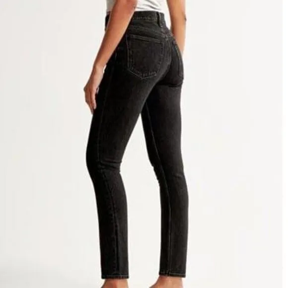 Abercrombie &amp; Fitch High Rise Skinny Jeans Black Denim Size 27 Short