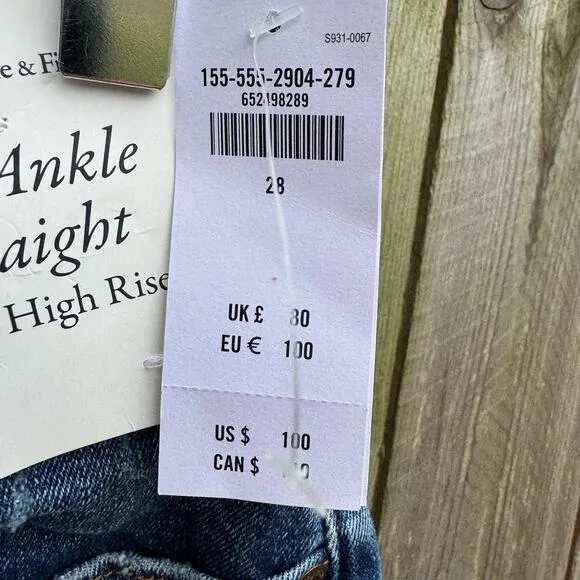 Abercrombie &amp; Fitch Jeans the Ankle Straight Ultra High Rise Size 26