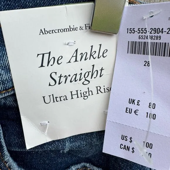 Abercrombie &amp; Fitch Jeans the Ankle Straight Ultra High Rise Size 26