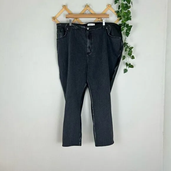 ABERCROMBIE &amp; FITCH Mixed Fabric Curve Love Ultra High Rise Ankle Straight Jean