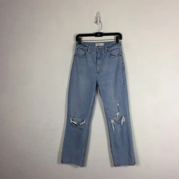 Abercrombie &amp; Fitch Ultra High Rise Ankle Straight Distressed Jeans Size 27/4