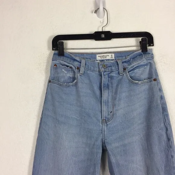 Abercrombie &amp; Fitch Ultra High Rise Ankle Straight Distressed Jeans Size 27/4