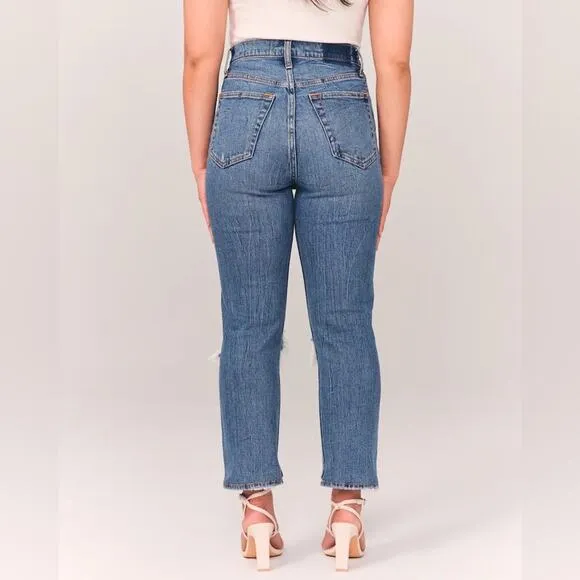 Abercrombie &amp; Fitch Ultra High Rise Ankle Straight Distressed Jeans Size 27/4