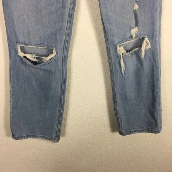Abercrombie &amp; Fitch Ultra High Rise Ankle Straight Distressed Jeans Size 27/4