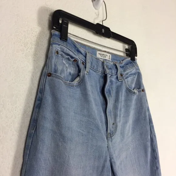 Abercrombie &amp; Fitch Ultra High Rise Ankle Straight Distressed Jeans Size 27/4