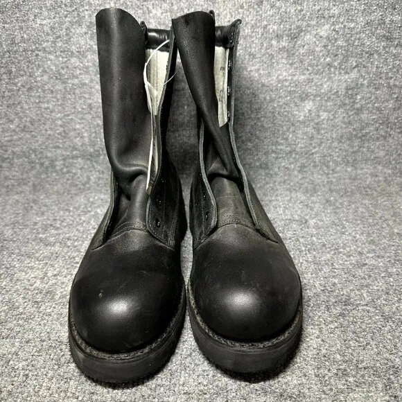 Addison Flysafe Mens US 6 Military Combat Boots Black Leather Safety Toe Lace-Up