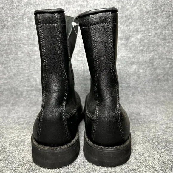 Addison Flysafe Mens US 6 Military Combat Boots Black Leather Safety Toe Lace-Up