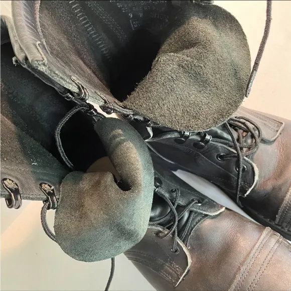 ADDISON SHOE COMPANY Black Leather Military Combat Boots Steel Toe Men’s size 9W