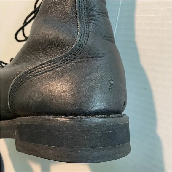 ADDISON SHOE COMPANY Black Leather Military Combat Boots Steel Toe Men’s size 9W