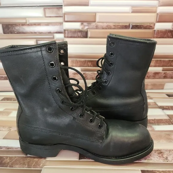 Addison Shoe Company Military Flight Boots Steel Toe Black Vintage 90s Biltrite