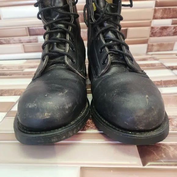 Addison Shoe Company Military Flight Boots Steel Toe Black Vintage 90s Biltrite