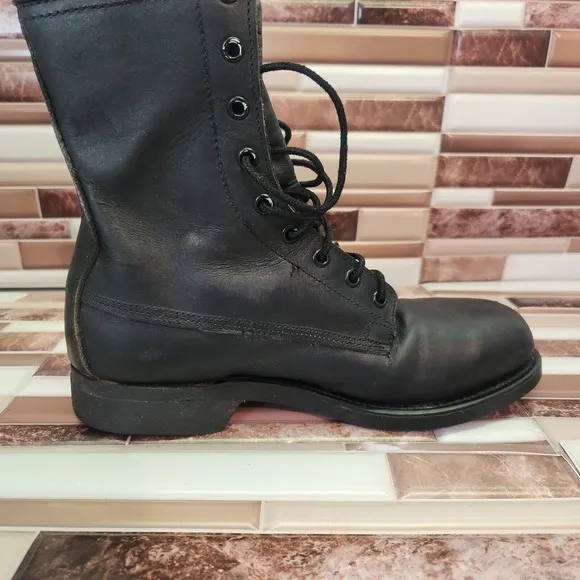 Addison Shoe Company Military Flight Boots Steel Toe Black Vintage 90s Biltrite